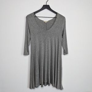 Rolla Coaster 3/4 Sleeve Gray Flowy Swing Dress Sm